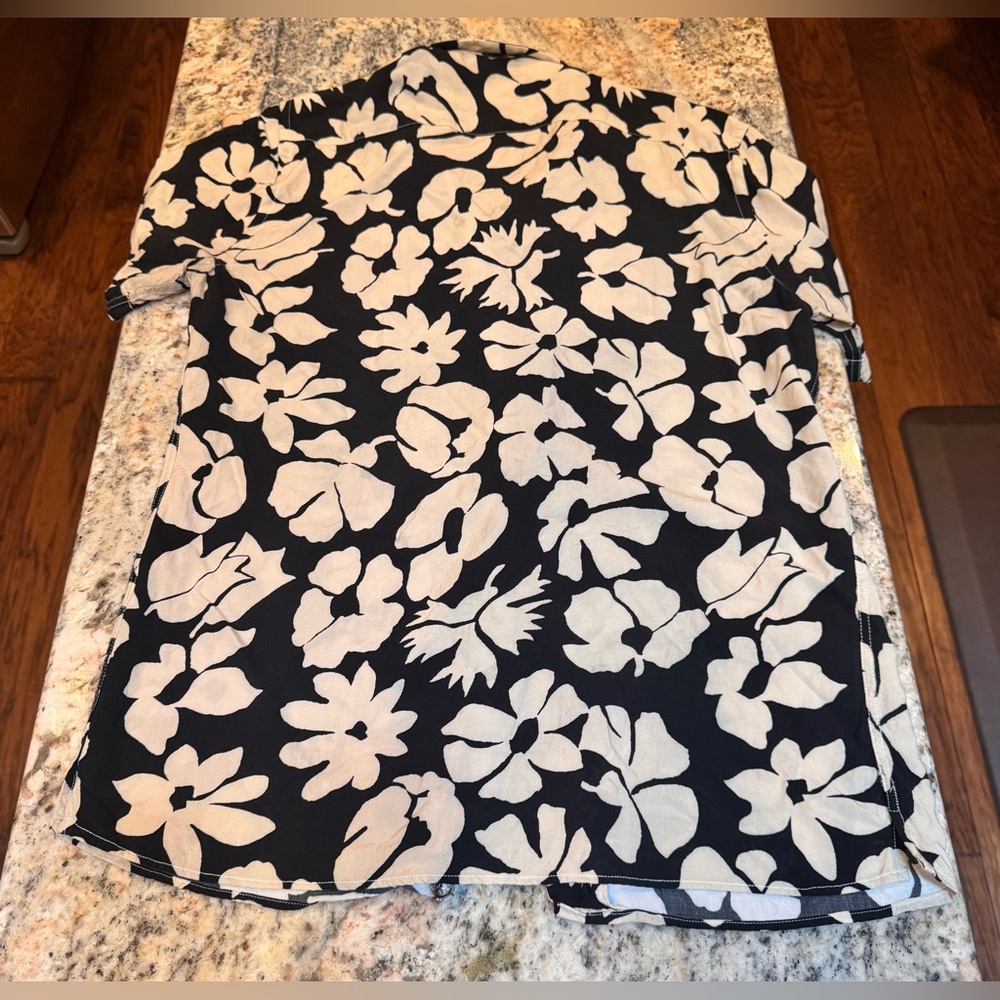 Zara Men’s Black and Cream Floral Button Down Shirt. Size S - Picture 5 of 8